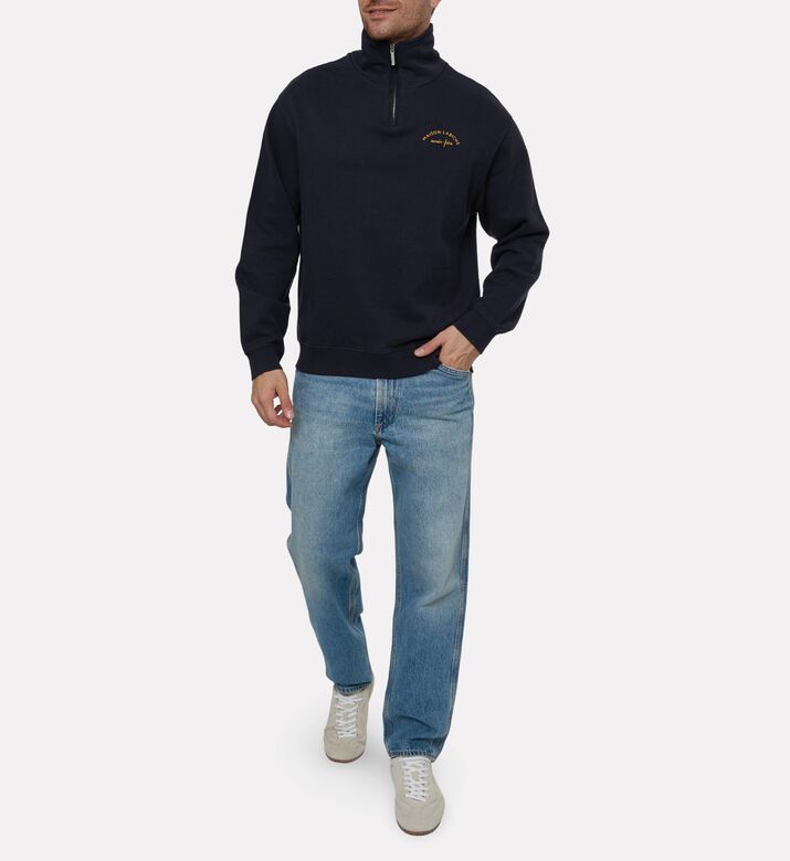 Maison Labiche Fleece Zip-up Collar Sweatshirt, Model View