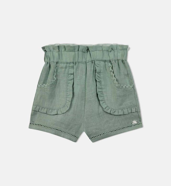 Ruffle Lace Pockets Girls Shorts