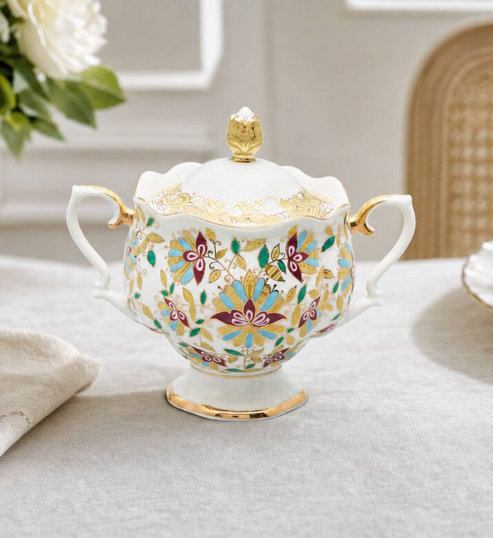 Imperial Katerina Pink Flowers Sugar Bowl, Model View