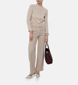 Ba and Sh Buton Closure Ruffle Cuffs Cardigan, Model View