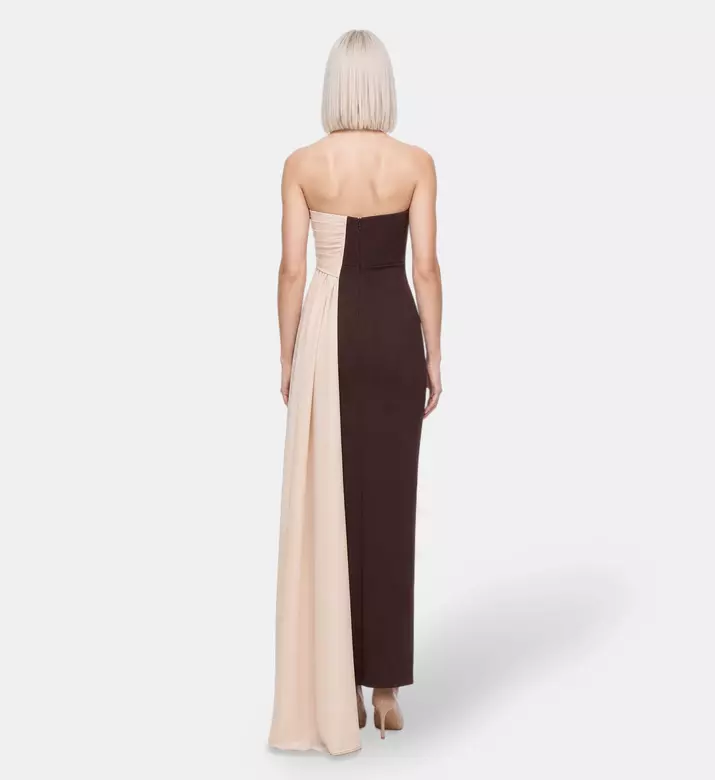 AAVVA Strapless Draped Panel Gown, Model View