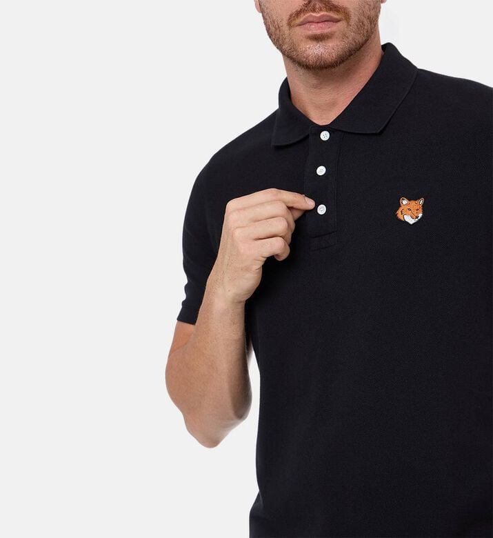 Maison Kitsune Classic Fox-embroidery Polo Shirt, Black, Xl, Model View Maison Kitsune Classic Fox-embroidery Polo Shirt, Black, Xl, Model View