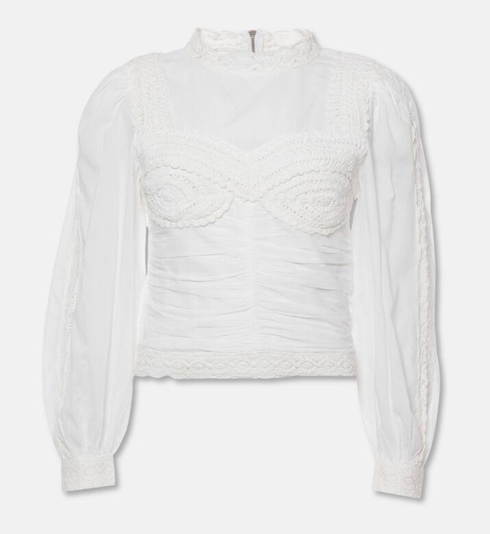 Farm Rio Crochet Long-sleeve Blouse, Packshot View