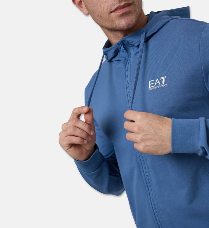 EA7 Cotton Relaxed-fit Sweatshirt, Blue, L, Model View