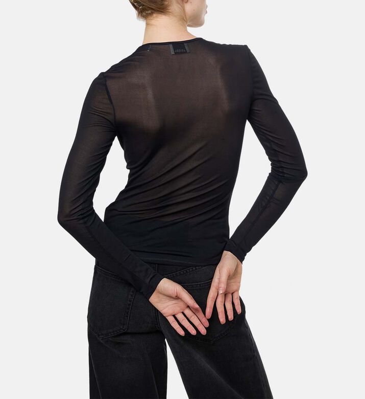 Mesh Fitted Long-sleeve Top