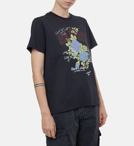 Ganni Cotton Rose-print T-shirt, Model View