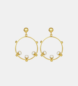 Ottoman Hands Pearl Bead Hoop Earrings, Packshot View