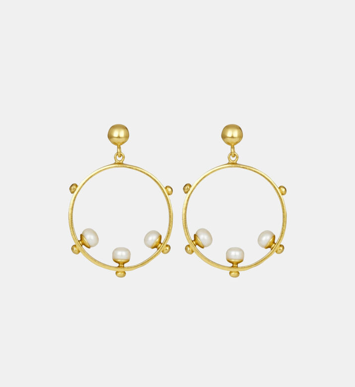Ottoman Hands Pearl Bead Hoop Earrings, Packshot View