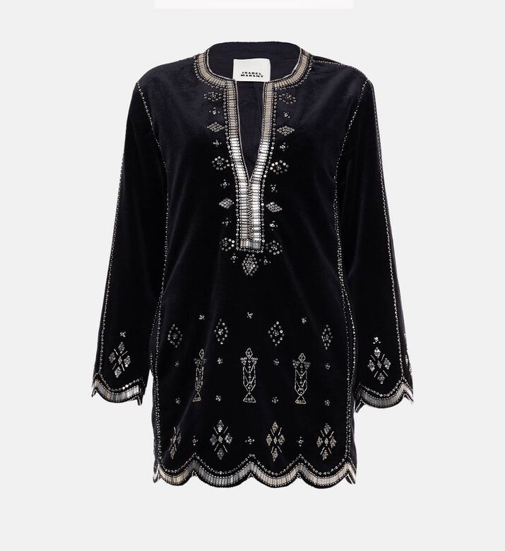 فستان هيلين مخملي قصير مطرز