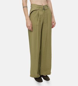 Ba and Sh Elastic Waistband Wide-leg Pants, Model View