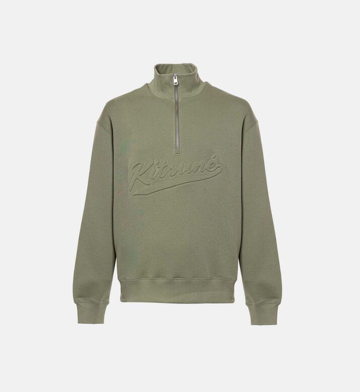 سويت شيرت بشعار منقوش بياقة عالية