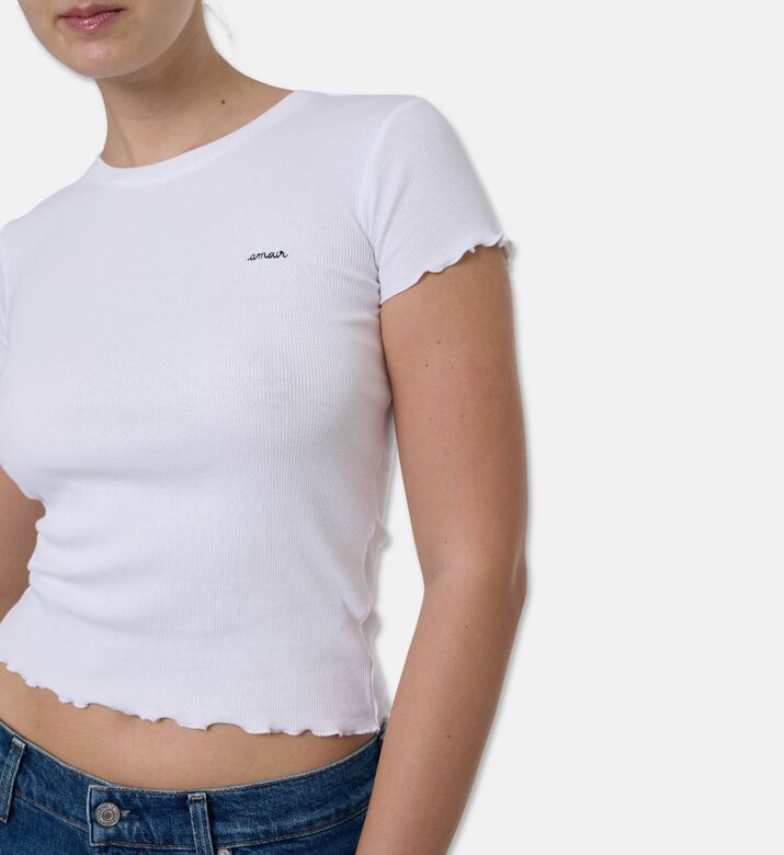 Maison Labiche Folies Rib-knit Scalloped Edges Top, Model View
