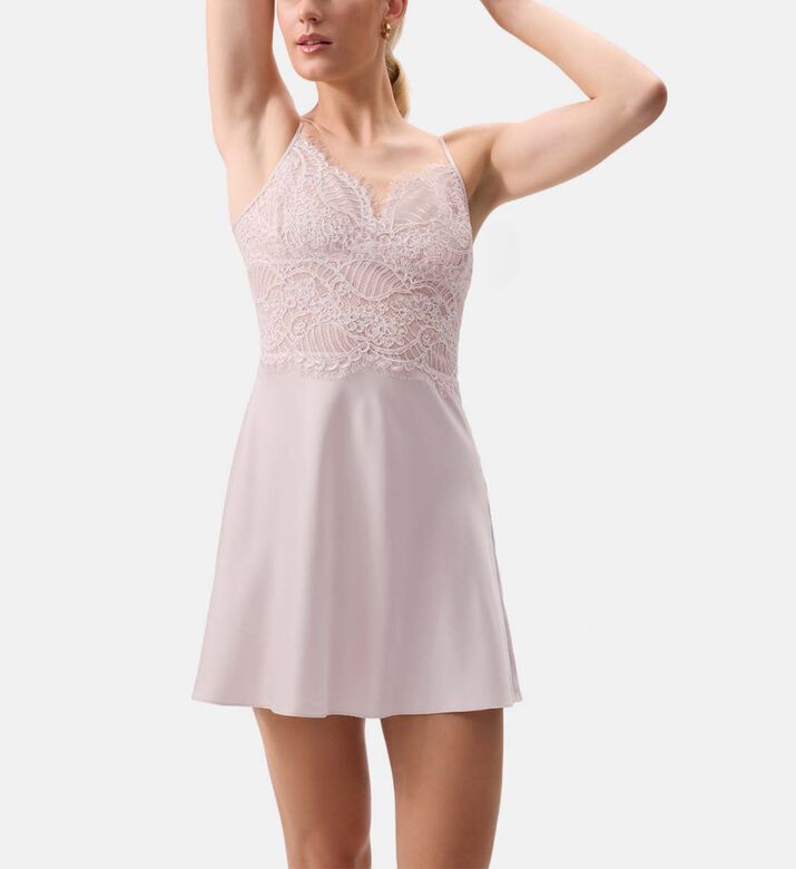 Rya Serenade Floral-embroidery Sleeveless Chemise, Model View