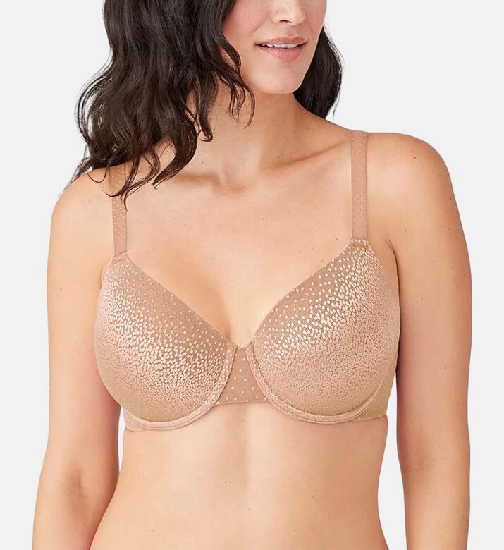 Wacoal Back Appeal Dotted T-shirt Bra, Beige, 100, E, Model View