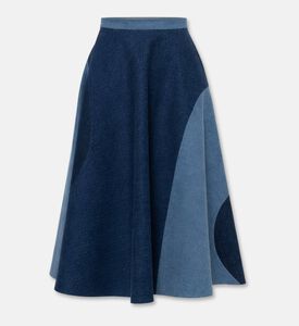 Blue For Burgundy Tonal Panels A-line Midi Skirt, Packshot View