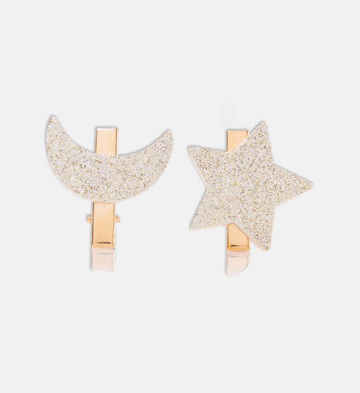 Glitter Moon Star 2-piece Hair Clip Set