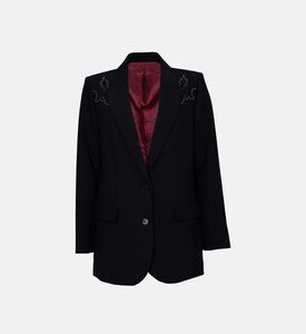 بليزر فيفا بياقة بطية في وتفاصيل بأحجار الراين