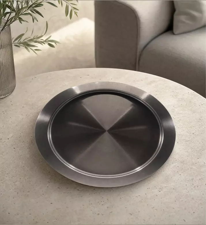 Salt and Pepper Penn Round Bar Tray, Dark-grey, 39.5-cm, Model View