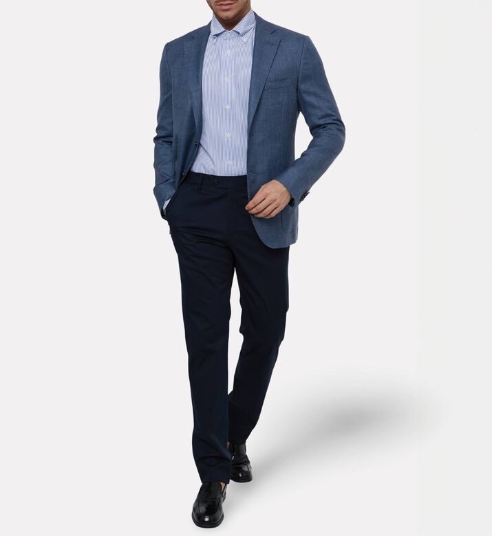 Corneliani Tailored Stretch Trousers, Dark-blue, 54, Model View