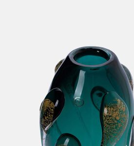 Gileno Medusa Handmade Gold Crystal Vase, Green, M, Packshot View