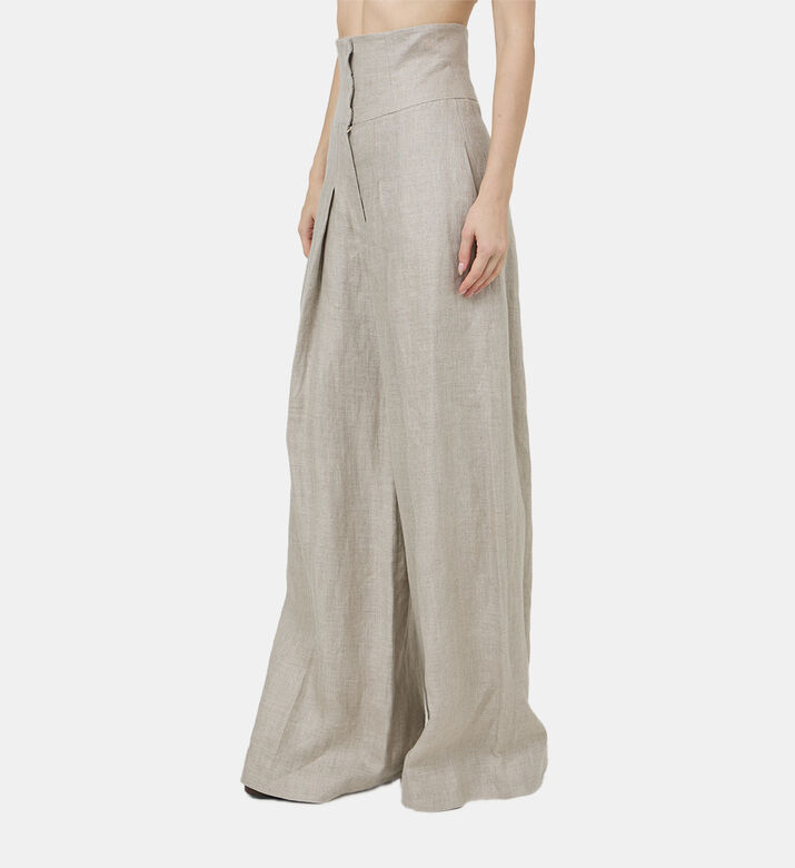 بنطال لو بطيّات عالي الخصر قنب