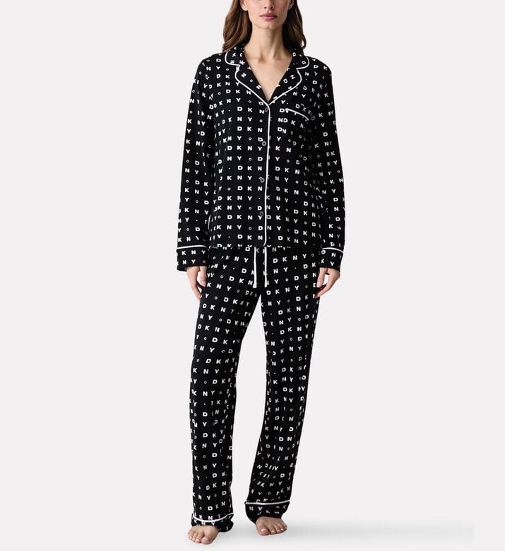 DKNY Logo Long-sleeve Pajama Set, Model View