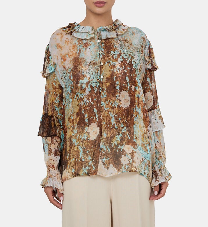 Marble Printed Ruffled Shirt Marble Printed Ruffled Shirt