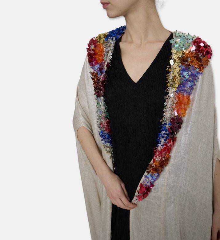 Dalia Al Azem Floral Sequins Belted Abaya, Model View