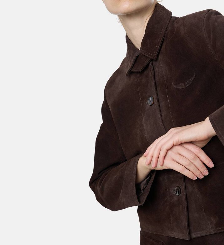 Zadig et Voltaire Suede Long-sleeve Jacket, Model View