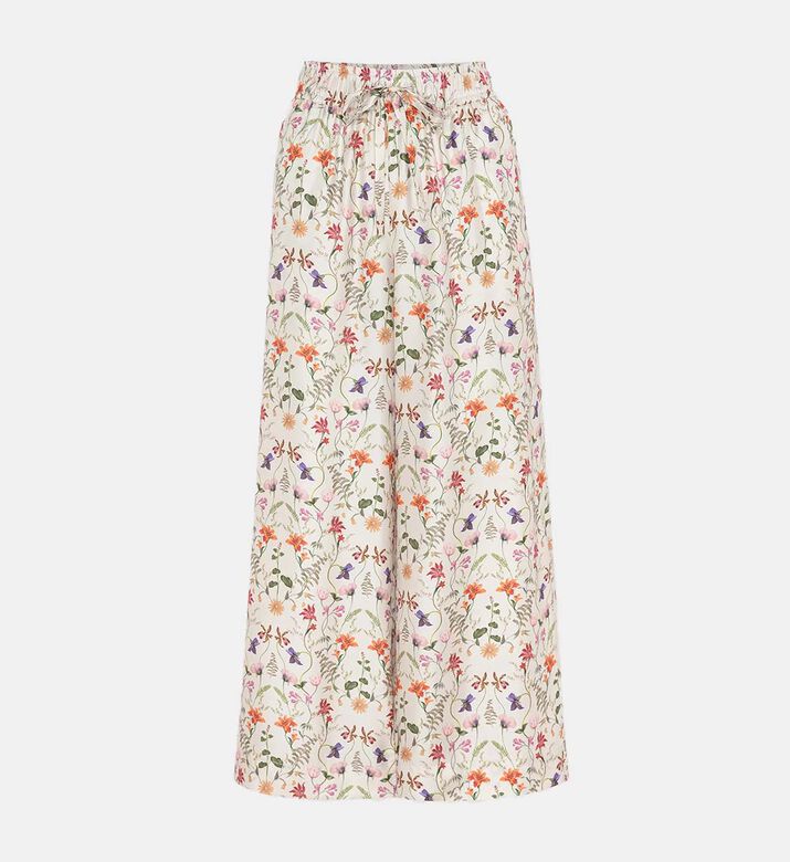 Boho Floral Elasticated Straight-leg Trousers