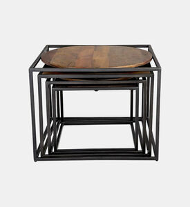 طاولة قهوة خشبية مستديرة من كوادرو