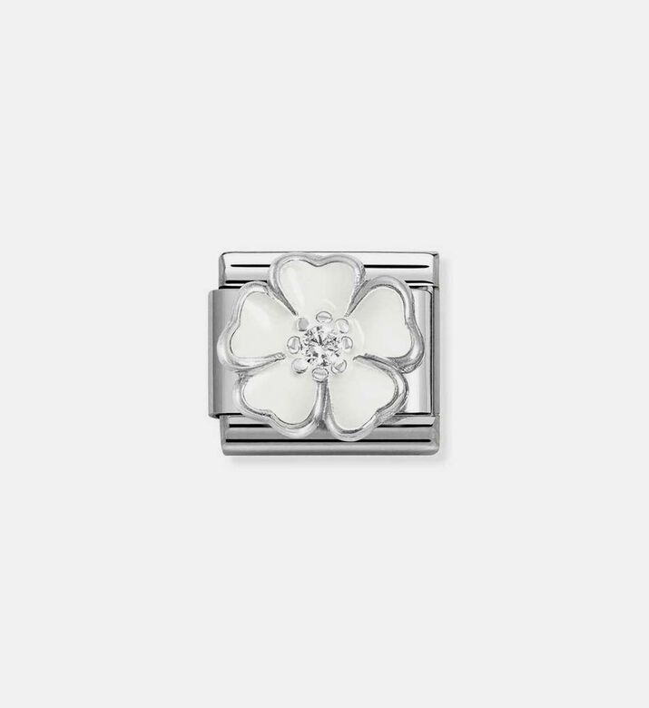 Composable Classic Link Cubic Zirconia Blossom Silver Charm