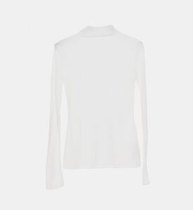 بلوزة طويلة الأكمام بياقة عالية