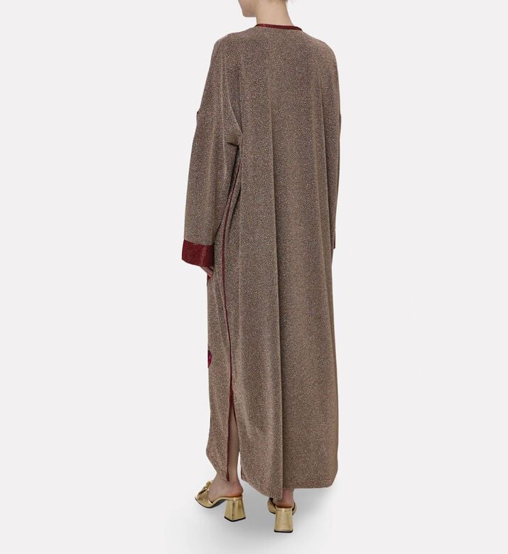 Dalia Al Azem Contrasting Embroidery Metallic Cuffs Abaya, Model View