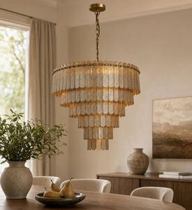 Home Deco and More Glass Large Round Chandelier, Model View