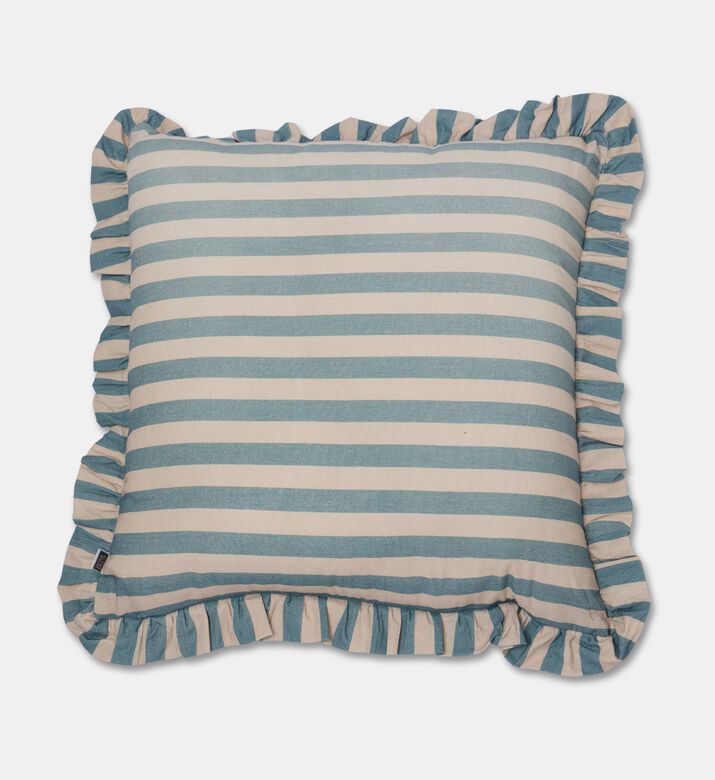 Home Deco and More Linea Ruffled Edge Cushion, Blue, 40x60-cm, Packshot View