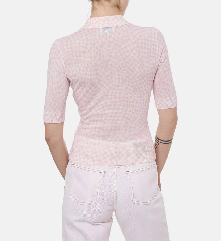 Ganni Cotton All-over Print Polo Shirt, Model View