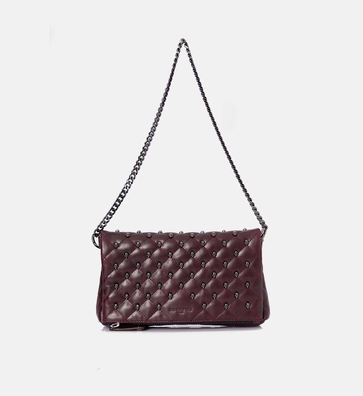 The Kooples All-over Skull Studs Quilted Crossbody Bag, Burgundy, Packshot View