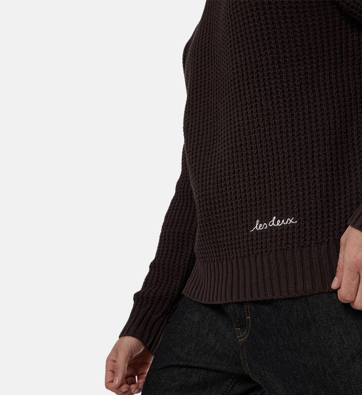 Les Deux Alvin Waffle Crewneck Knit, Model View Les Deux Alvin Waffle Crewneck Knit, Model View