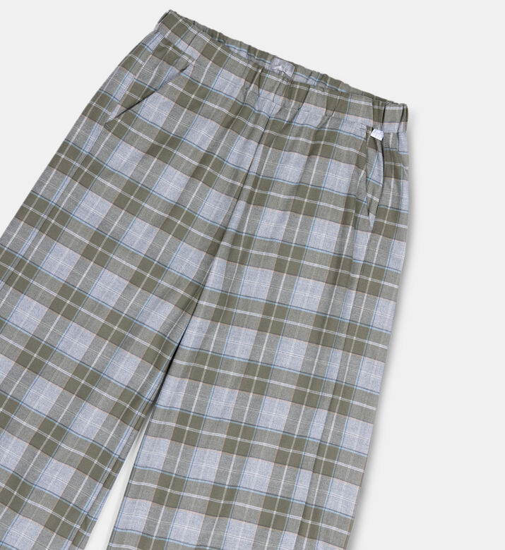 Cotton Check-print Wide Leg Trousers