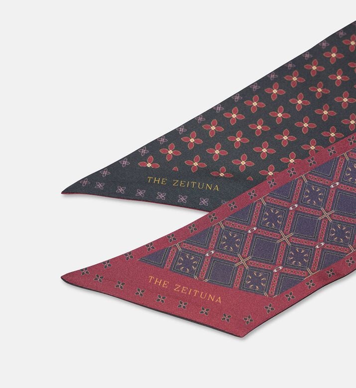 The Zeituna Le Jardin Du Chat Silk Dark Geometric Rectangular Scarf, Packshot View