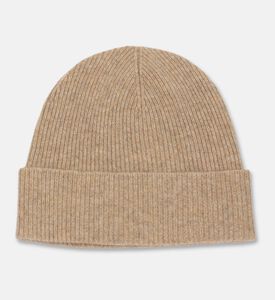 Galeries Lafayette Classic Ribbed Knit Hat, Dark-beige, Packshot View