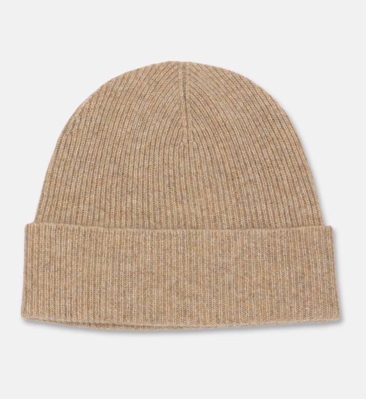 Galeries Lafayette Classic Ribbed Knit Hat, Dark-beige, Packshot View