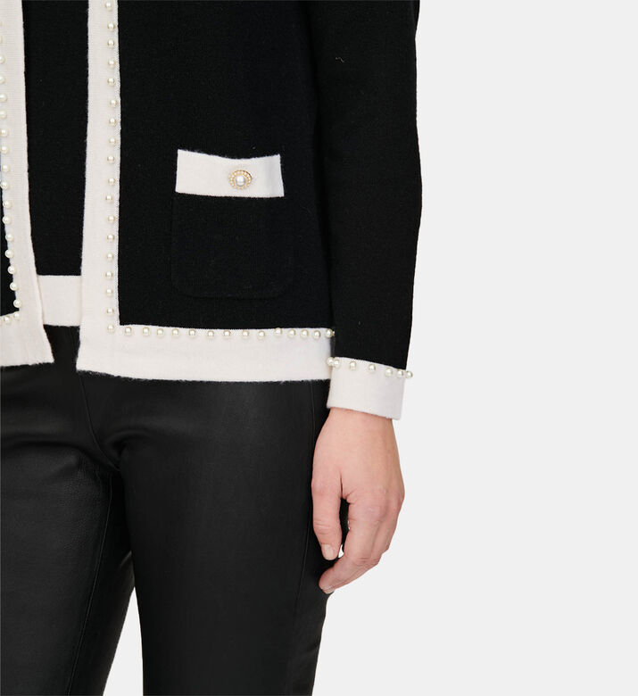 Contrasted Pearl-detail Cardigan Contrasted Pearl-detail Cardigan