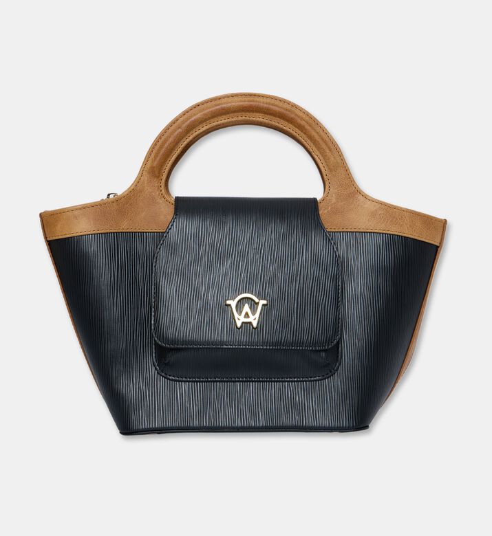 Manc Juliette Logo Plaque V-shaped Mini Tote, Black, Packshot View