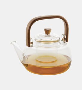 إبريق شاي زجاج بمقبض بامبو