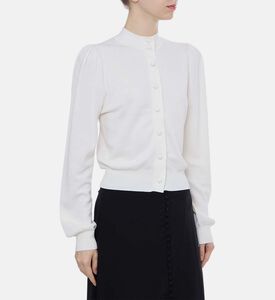 Puff Shoulders Knitted Cardigan