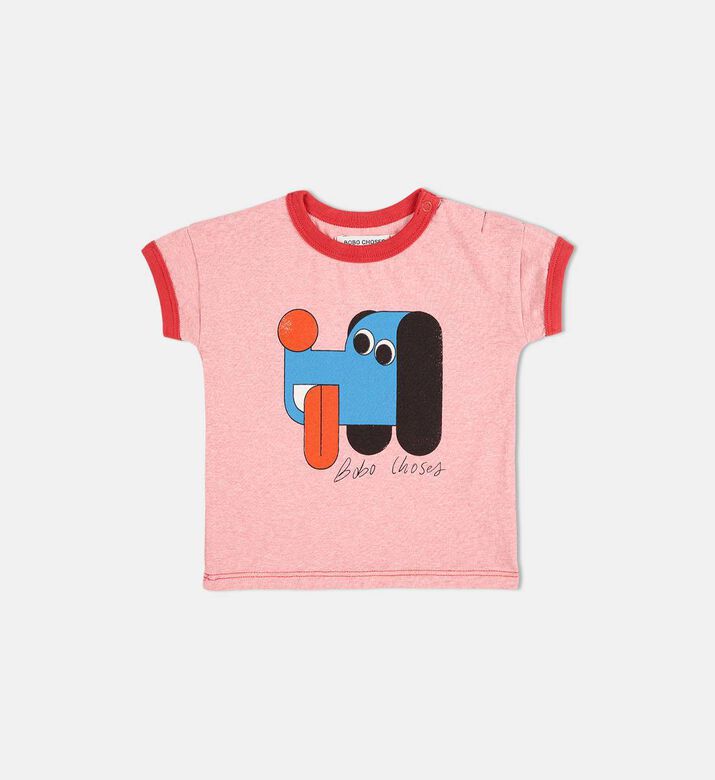 Bobo Choses Abstract Dog-print Contrast Ribbed Collar Short-sleeve T-shirt, Packshot View