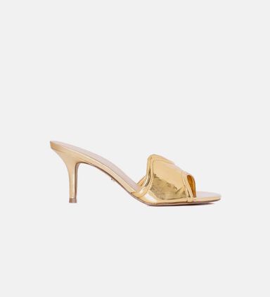 Metallic Kitten Heel Mules
