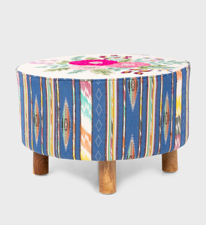 Home Deco and More Daffodil Mango Wood Ottoman, Packshot View